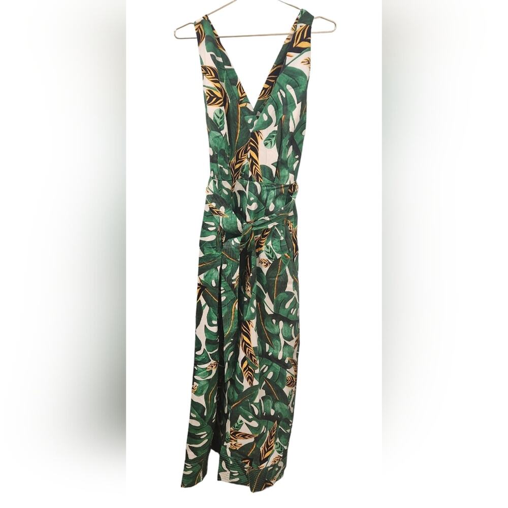 Farm Rio Amazonia floral green wide leg jumpsuit size medium - Picture 2 of 6